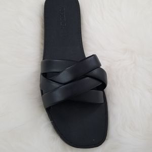 JustFab Nev Braided Slide Sandal Black Size 8